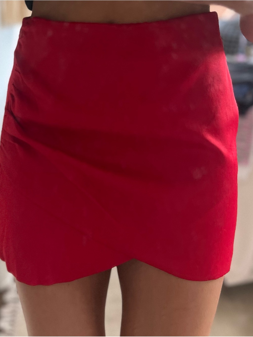 Zara Red Mini Skirt - Sleek High-Waist Women's Skirt